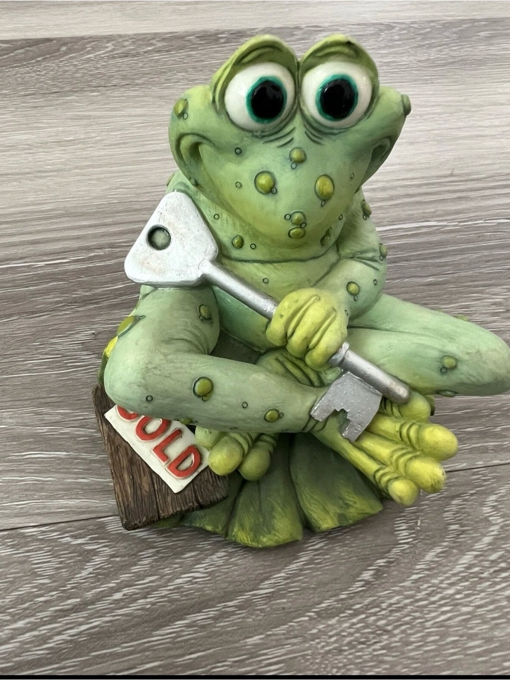 Vintage Holland Studio Sprogs Green Frog Figurine Key Holder Home Accent